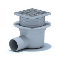 Трап ANI Plast TA5602 горизонтальный, регулируемый, выпуск 50 мм с нержавеющей решеткой 10x10 см